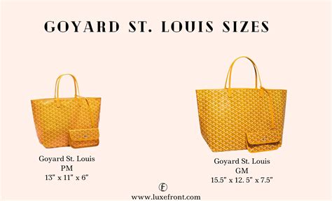 goyard size comparison|goyard saint louis pm price.